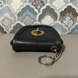 小物 Vintage Coach Turn Lock Small Coin Purse COACH VINTAGE MADISON FRAME KISSLOCK MINI BLACK LEATHER